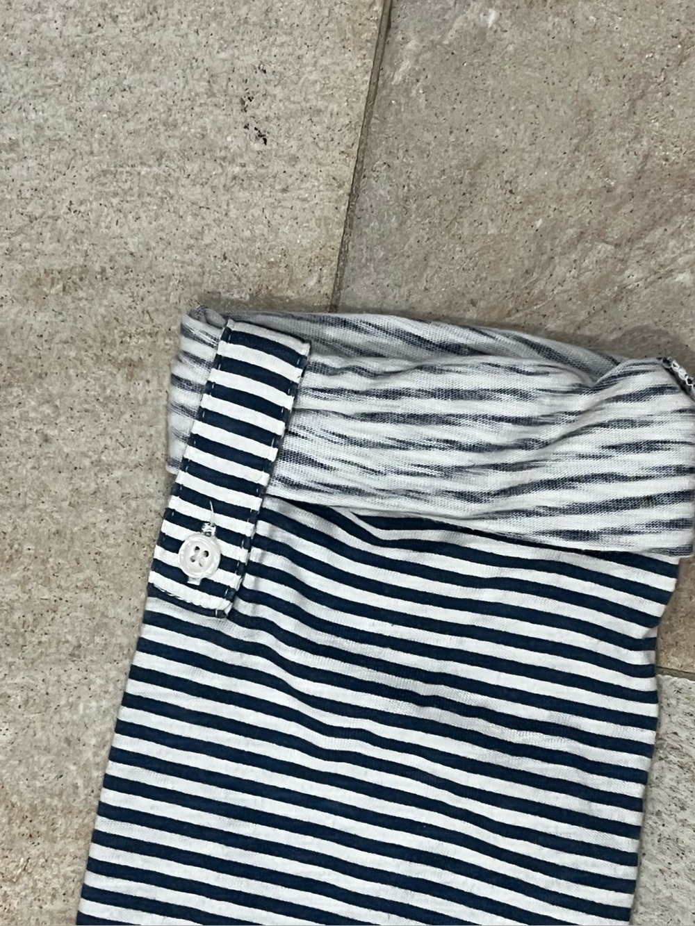 croft & barrow Navy and White Striped Button-Down Shirt MP - Picture 4 of 6